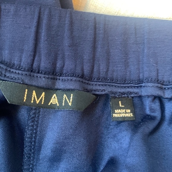 EUC IMAN Scub Knit Ankle Pants Navy L - Picture 5 of 7